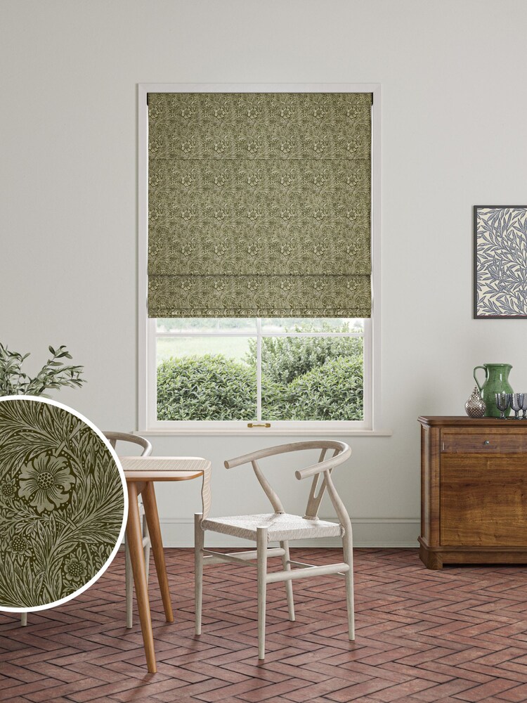 William Morris At Home Green Marigold Velvet Made To Measure Roman Blinds - Image 1 of 5