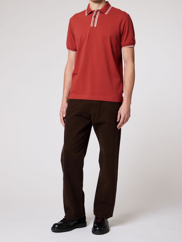 Paul Smith Red Regular Fit Tipped Polo Shirt - Image 1 of 2 Paul Smith Red Regular Fit Tipped Polo Shirt - Image 1 of 2