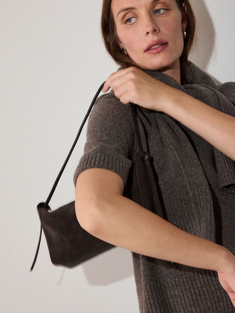 Whistles Brown Small Suede Knot Shoulder Bag - Image 1 of 4 Whistles Brown Small Suede Knot Shoulder Bag - Image 1 of 4