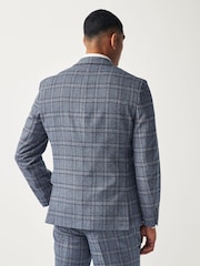 Blue Regular Fit Trimmed Check Suit Jacket - Image 2 of 11