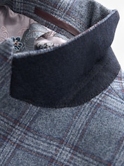 Blue Regular Fit Trimmed Check Suit Jacket - Image 9 of 11
