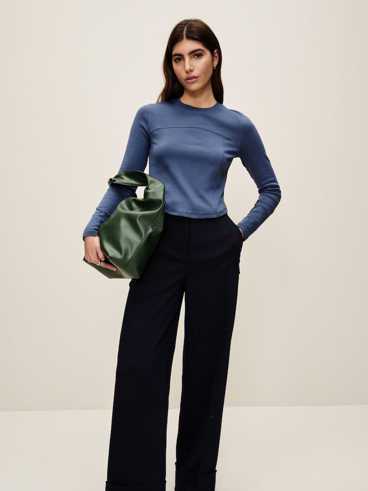 Navy Twill Wide leg Utility Trousers - Image 1 of 7