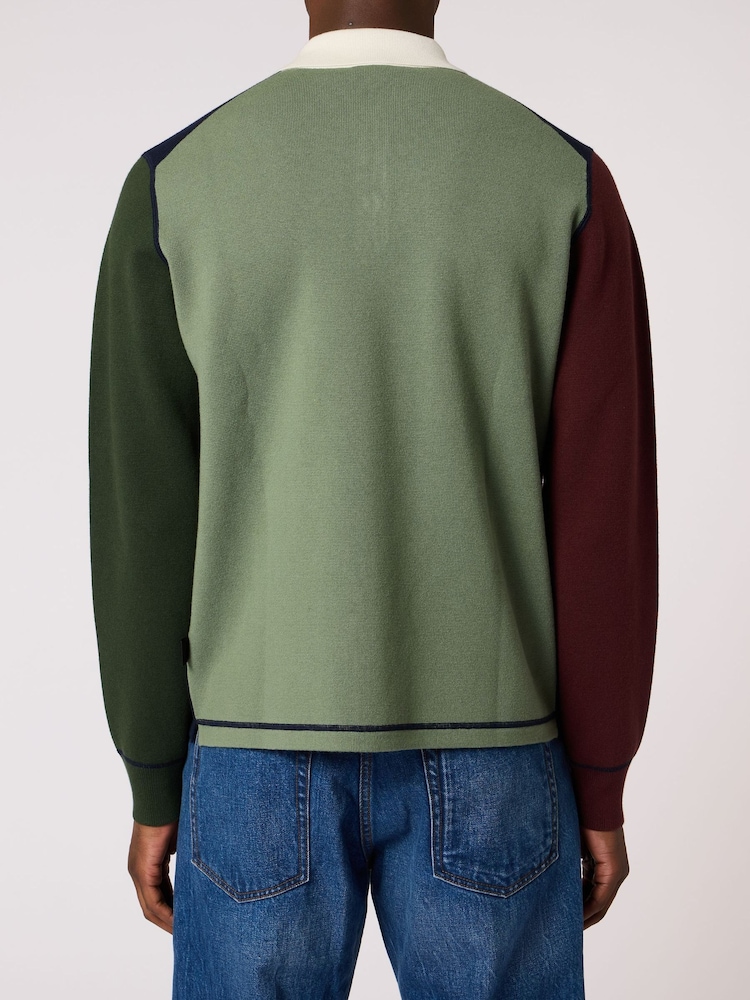 PS Paul Smith Blue Textured Knit Polo Jumper - Image 2 of 8