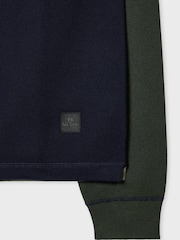 PS Paul Smith Blue Textured Knit Polo Jumper - Image 8 of 8