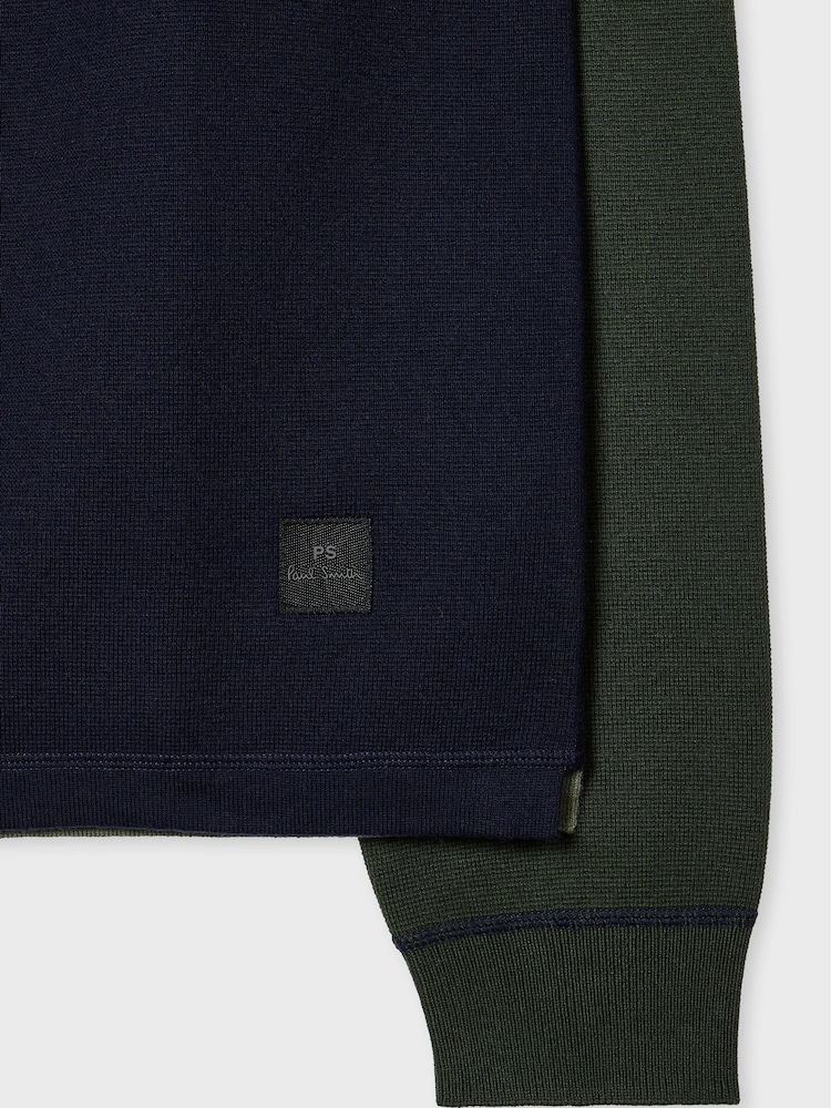 PS Paul Smith Blue Textured Knit Polo Jumper - Image 8 of 8