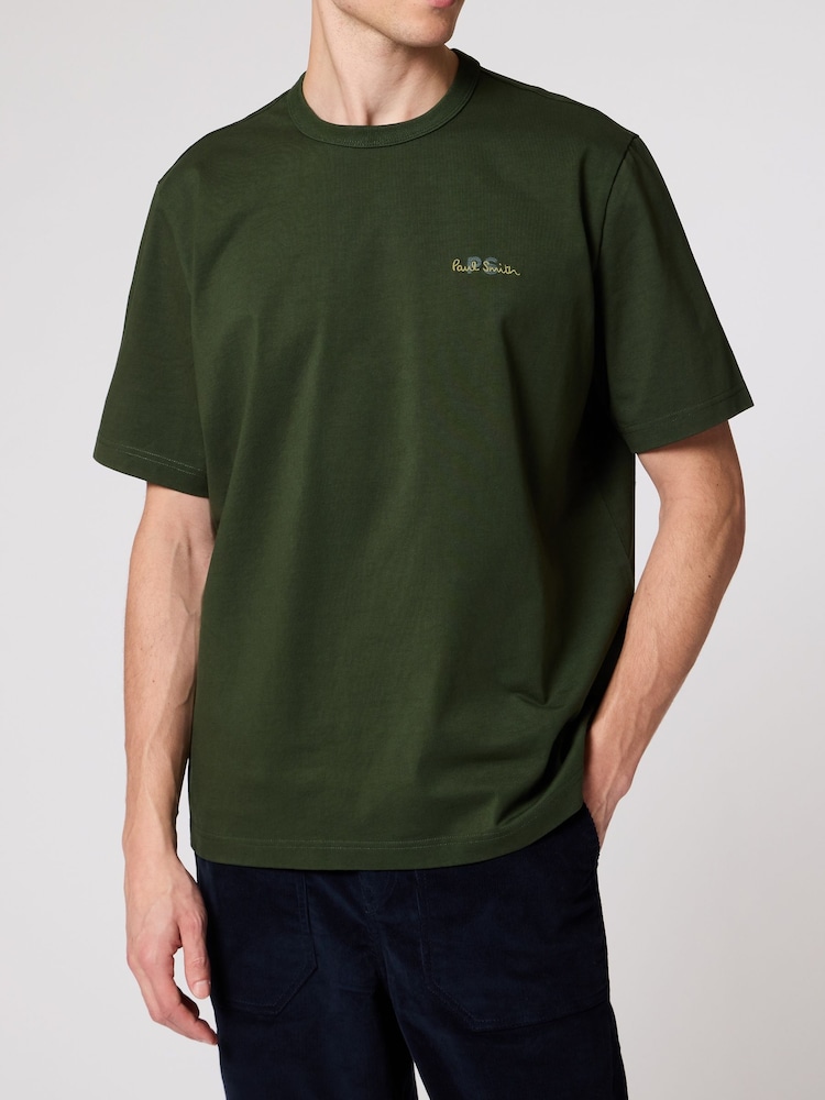 Paul Smith Green Embroidered Logo Relaxed Fit T-Shirt - Image 1 of 3