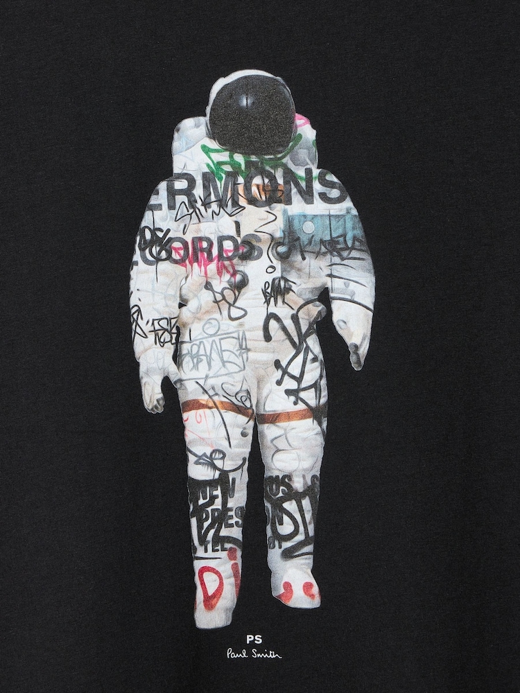 Itim na Astronaut - Paul Smith Regular Fit Graphic T-Shirt - Larawan 2 ng 2