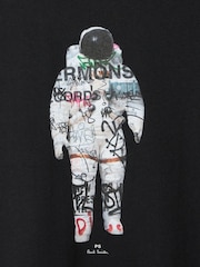 Paul Smith Black Astronaut Regular Fit Graphic T-Shirt - Image 3 of 6