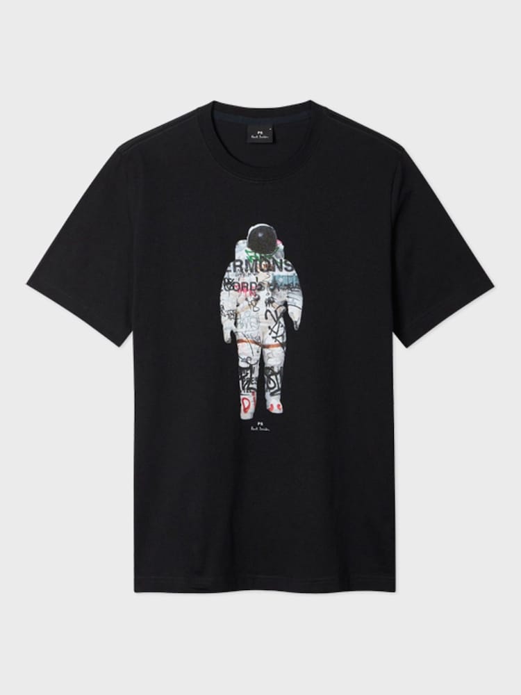 Paul Smith Black Astronaut Regular Fit Graphic T-Shirt - Image 6 of 6