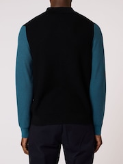 PS Paul Smith Black Textured Knit Zip Neck Polo Jumper - Image 2 of 3