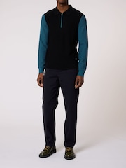 PS Paul Smith Black Textured Knit Zip Neck Polo Jumper - Image 3 of 3