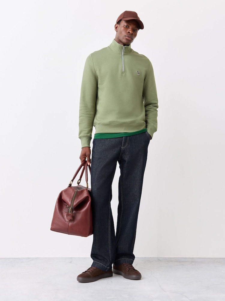 Zaļš - Paul Smith kokvilnas ceturtdaļas rāvējslēdzēja sporta krekls - Attēls 2 no 5