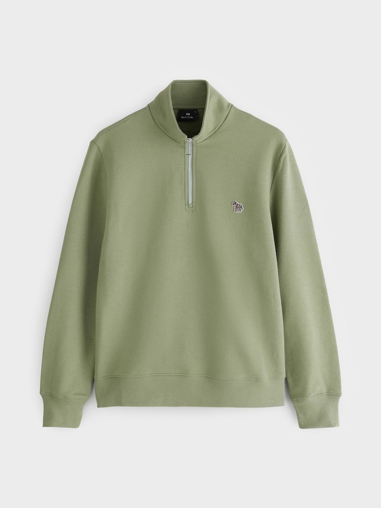 Zaļš - Paul Smith kokvilnas ceturtdaļas rāvējslēdzēja sporta krekls - Attēls 5 no 5