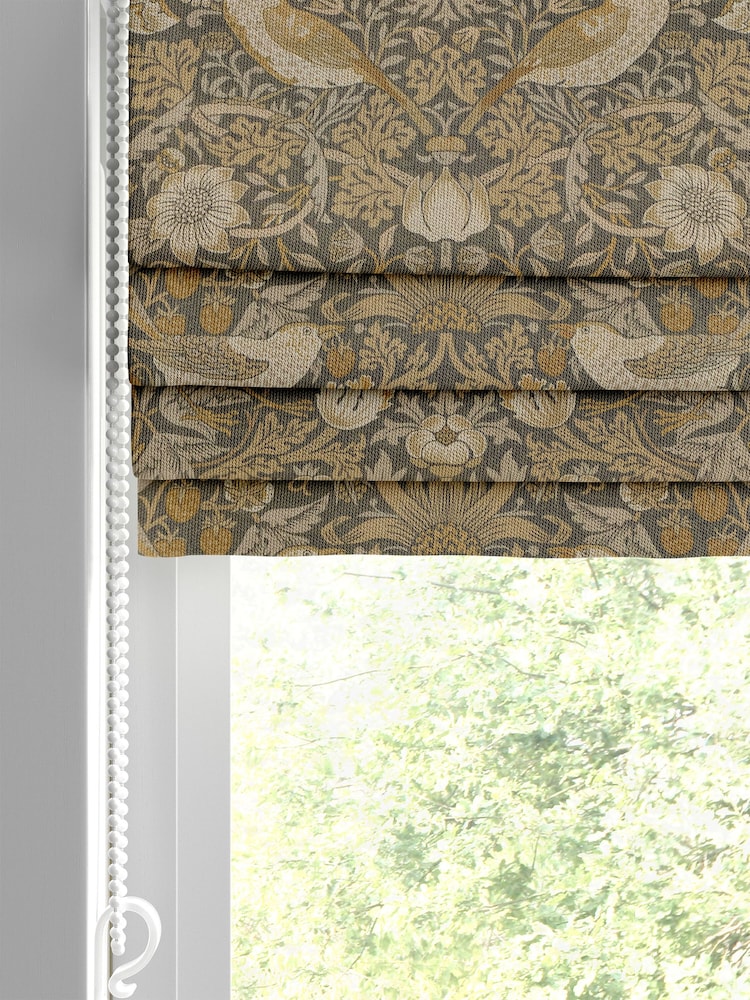 William Morris At Home Grey Strawberry Thief Velvet Made To Measure Roman Blinds - Image 2 of 5