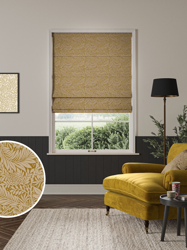 William Morris At Home Yellow Larkspur Woven Made To Measure Roman Blinds - Image 1 of 5