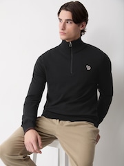 Paul Smith Black Zebra Logo Zip Neck Jumper - Image 1 of 6