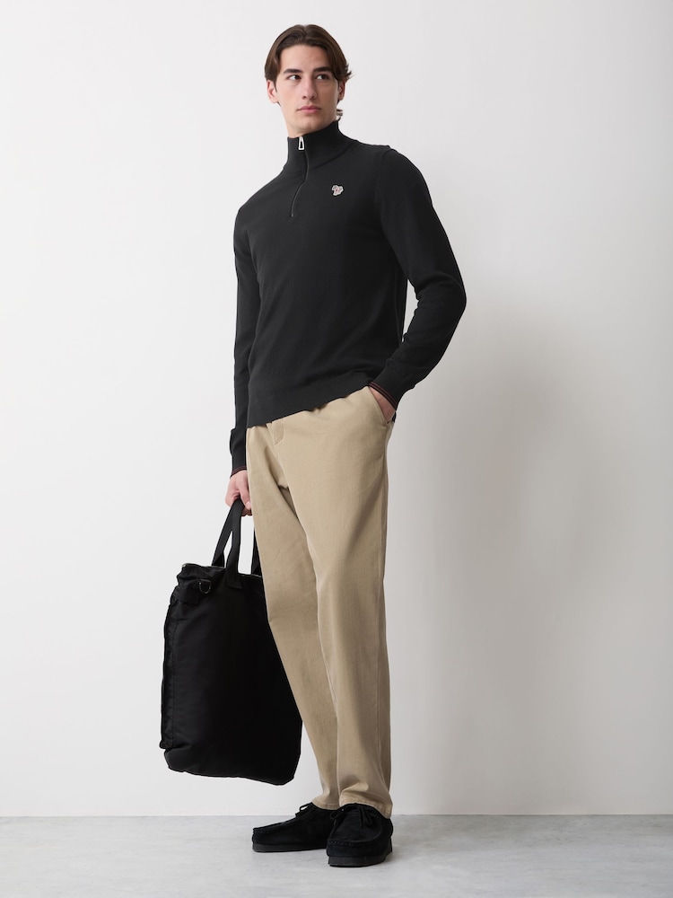 Paul Smith Black Zebra Logo Zip Neck Jumper - Image 2 of 6
