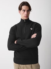 Paul Smith Black Zebra Logo Zip Neck Jumper - Image 4 of 6