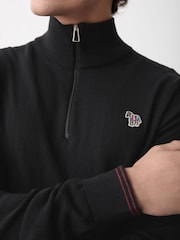 Paul Smith Black Zebra Logo Zip Neck Jumper - Image 5 of 6