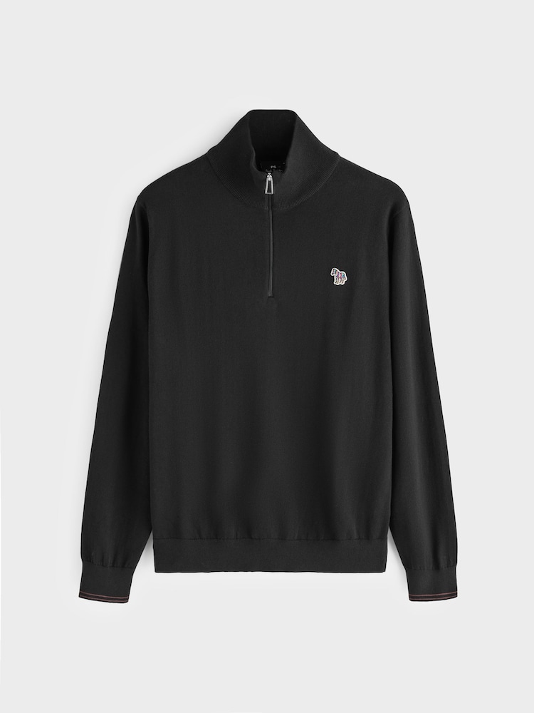 Paul Smith Black Zebra Logo Zip Neck Jumper - Image 6 of 6