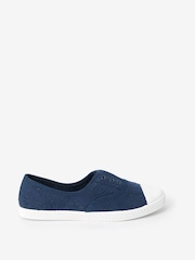 Navy Slip On Slip-On Embroidered laceless Canvas Trainers - Image 3 of 6