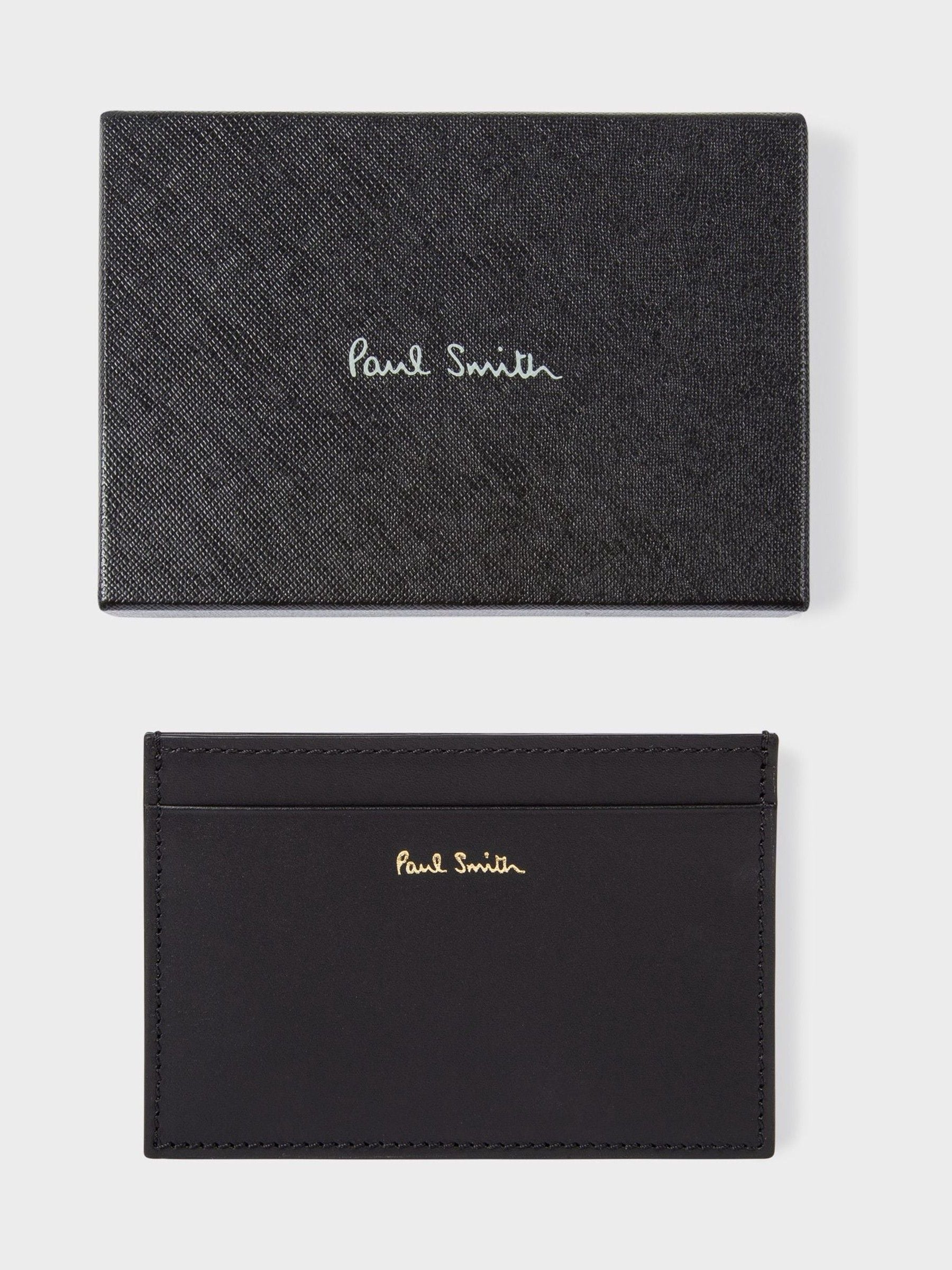 Ps Paul Smith Men's Black Signature Stripe Leather Card Holder - Image 1