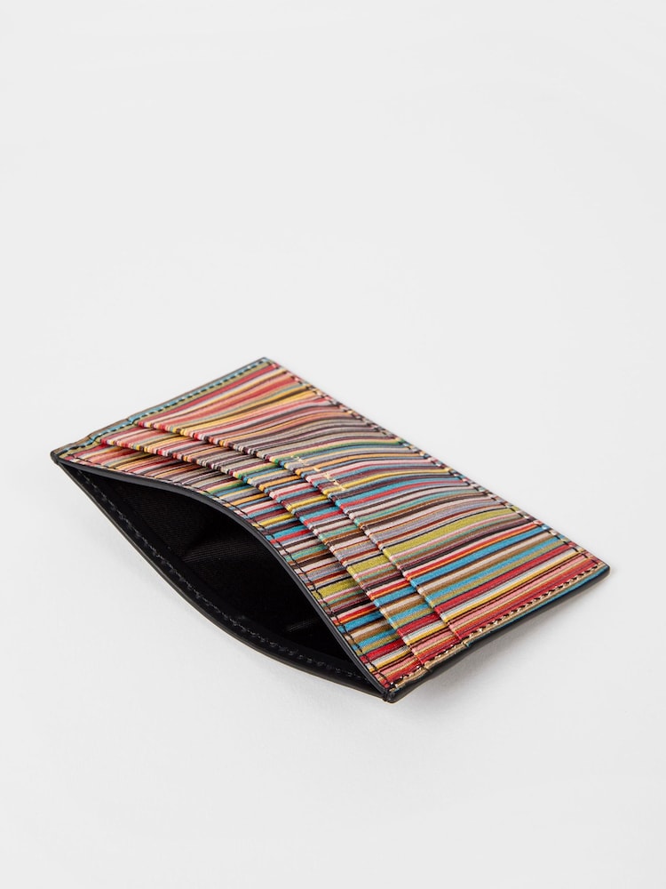 PS Paul Smith Black Signature Stripe Leather Card Holder - Image 2 of 4