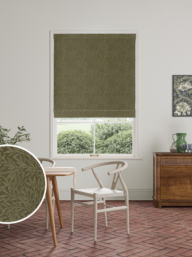 William Morris At Home Green Willow Woven Made To Measure Roman Blinds - Image 1 of 5