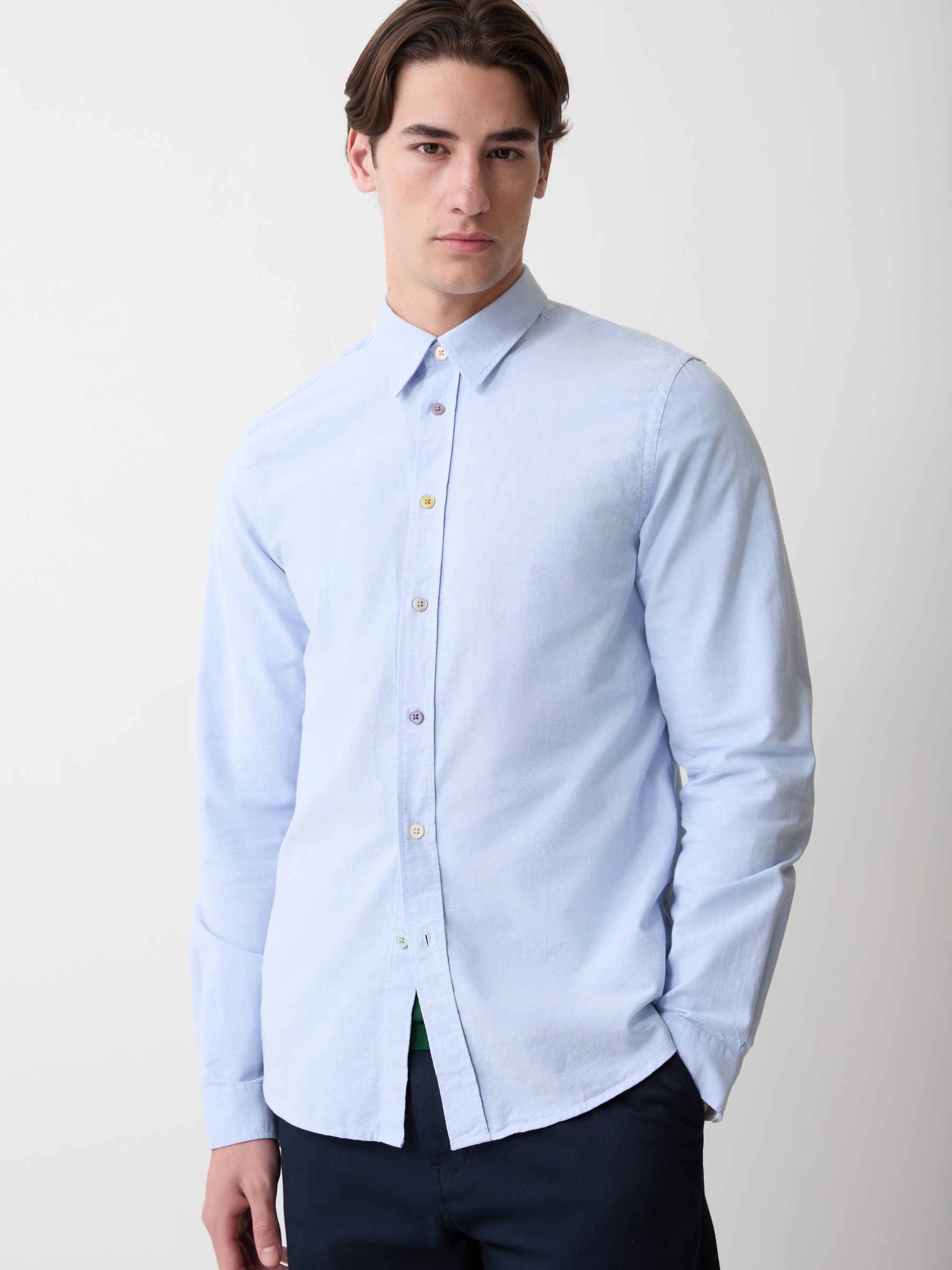 Ps Paul Smith Men's -Button Cotton Long-Sleeve Tailored-Fit Shirt - Blue 40 - S - Image 2