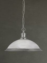Searchlight Satin Silver Walls Marble Glass Ceiling Light Pendant - Image 2 of 3