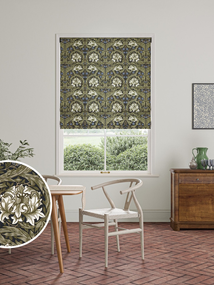 William Morris At Home Green African Marigold Velvet Made to Measure Roman Blinds - Image 1 of 5