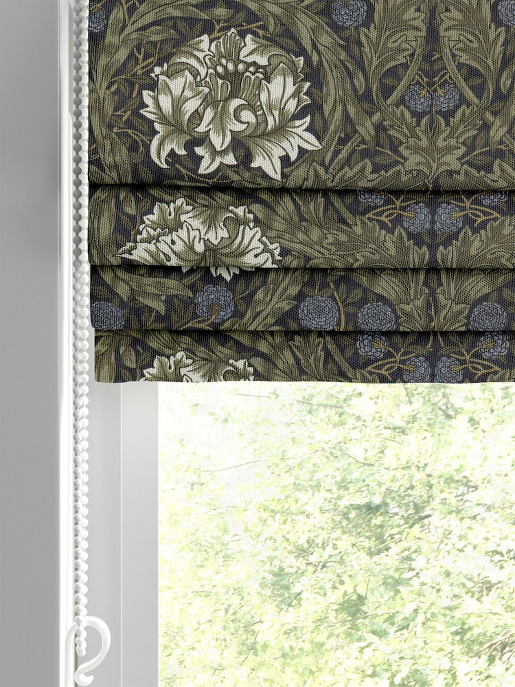 William Morris At Home Green African Marigold Velvet Made to Measure Roman Blinds - Image 2 of 5