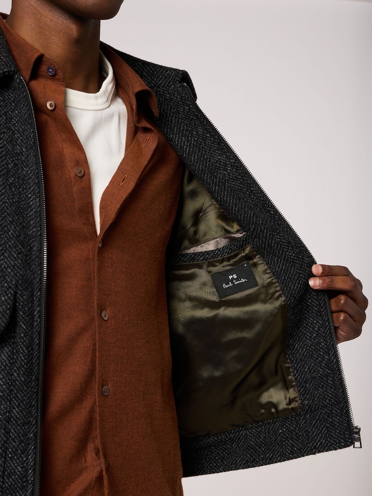 Paul Smith Black Wool Blend Harrington Jacket - Image 4 of 4