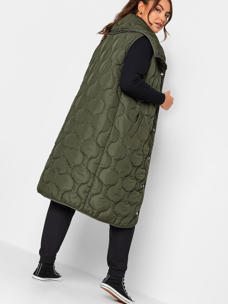 Yours Curve Green Funnel Neck Lightweight Gilet - Image 2 of 4