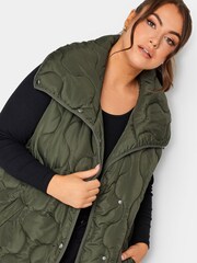 Yours Curve Green Funnel Neck Lightweight Gilet - Image 4 of 4