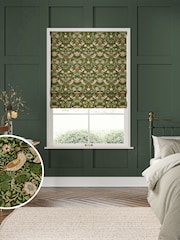 William Morris At Home Green Strawberry Thief Velvet Made to Measure Roman Blinds - Image 1 of 5