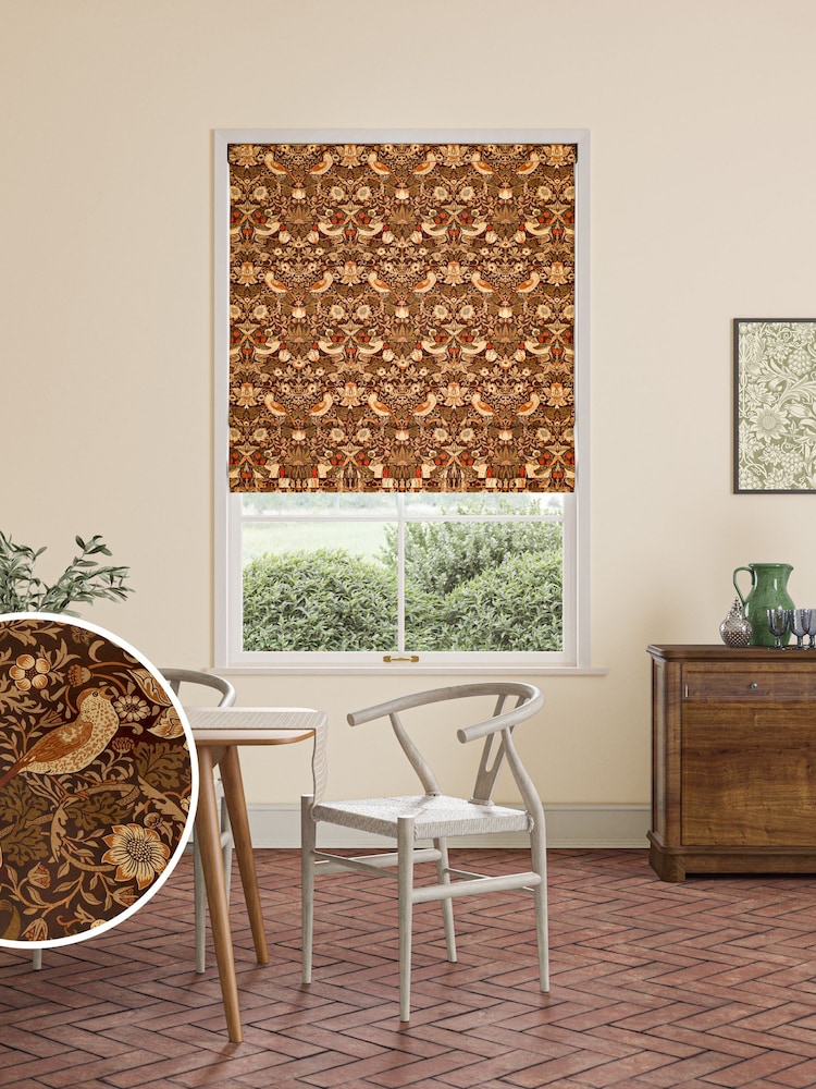 William Morris At Home Natural Strawberry Thief Velvet Made to Measure Roman Blinds - Image 1 of 5