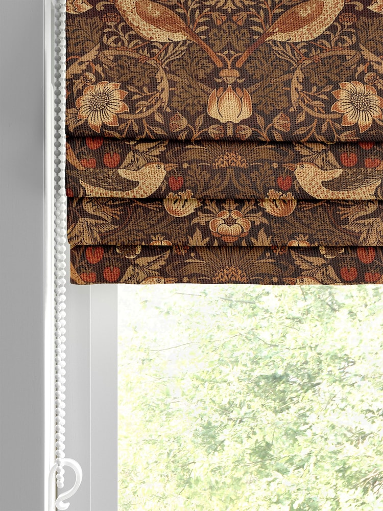 William Morris At Home Natural Strawberry Thief Velvet Made to Measure Roman Blinds - Image 2 of 5