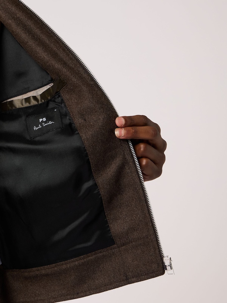Paul Smith Brown Wool Blend Harrington Jacket - Image 4 of 4