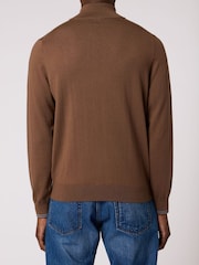 Paul Smith Brown Zebra Logo Zip Neck Jumper - Image 2 of 3