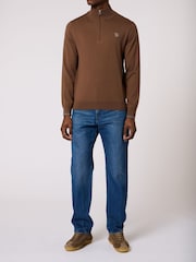 Paul Smith Brown Zebra Logo Zip Neck Jumper - Image 3 of 3