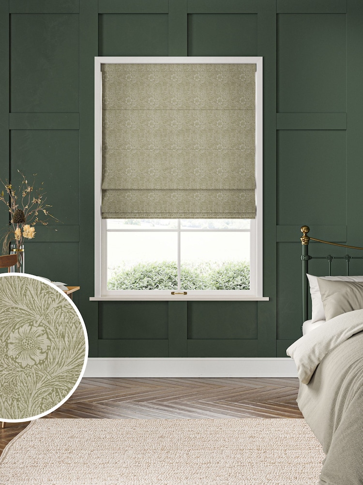 William Morris At Home Green Marigold Woven Made to Measure Roman Blinds - Image 1 of 5