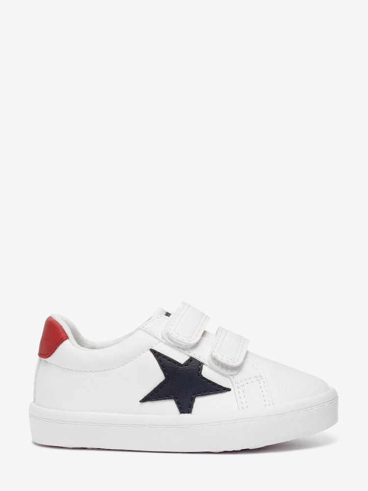 White Wide Fit (G) Star Touch Fastening Trainers - Image 1 of 4