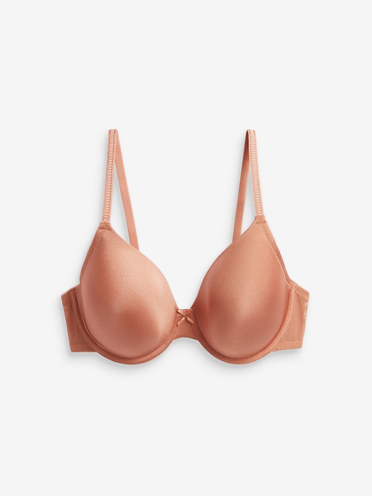 Black/White/Caramel Nude Pad Full Cup Microfibre Smoothing T-Shirt Bras 3 Pack A-E - Image 6 of 7