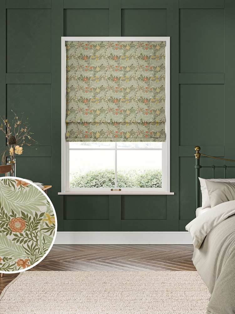 William Morris At Home Green Larkspur Made to Measure 100% Cotton Roman Blinds - Image 1 of 6