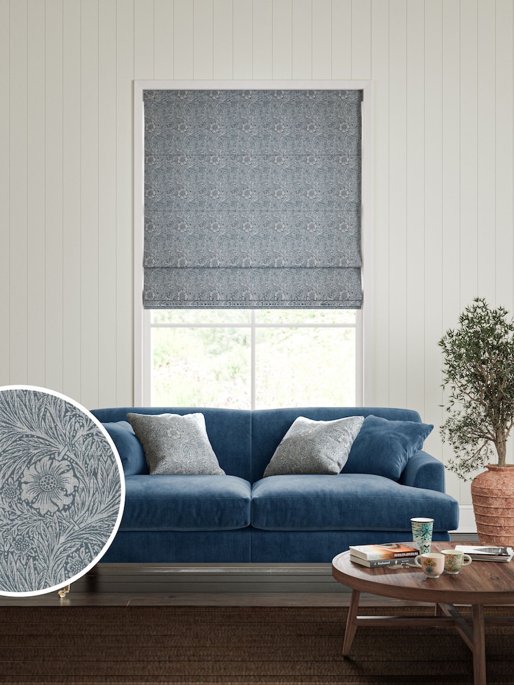 William Morris At Home Blue Marigold Woven Made to Measure Roman Blinds - Image 1 of 5