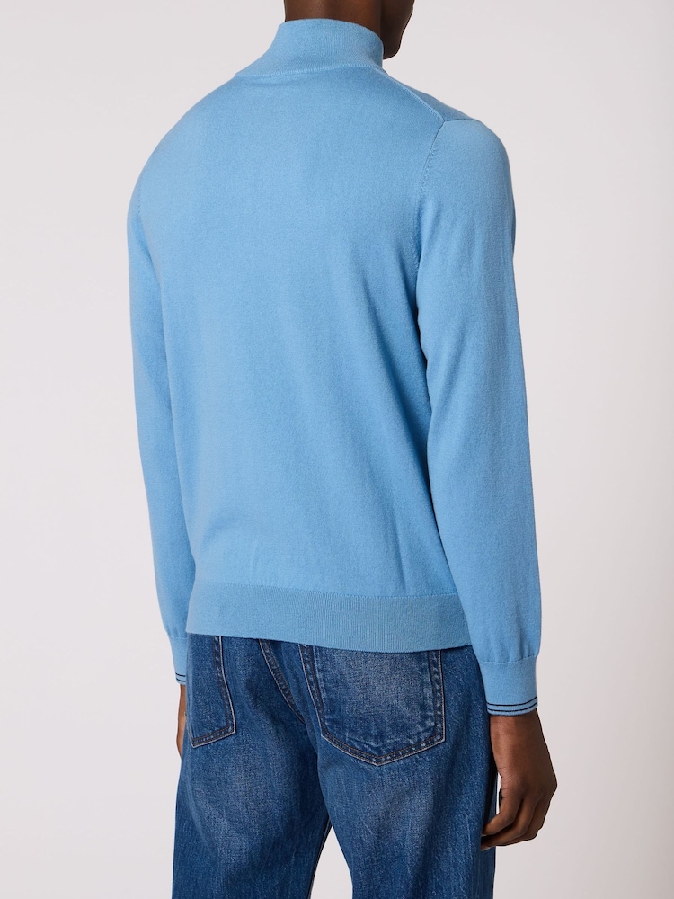 Paul Smith Blue Zebra Logo Zip Neck Jumper - Image 2 of 3