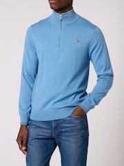Paul Smith Blue Zebra Logo Zip Neck Jumper - Image 3 of 3