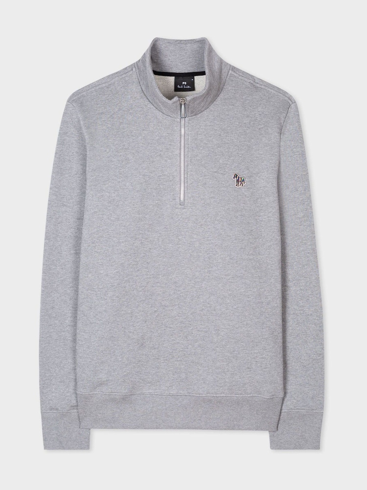 PS Paul Smith Light Grey Cotton Quarter Zip Sweatshirt - Image 1 of 1 PS Paul Smith Light Grey Cotton Quarter Zip Sweatshirt - Image 1 of 1