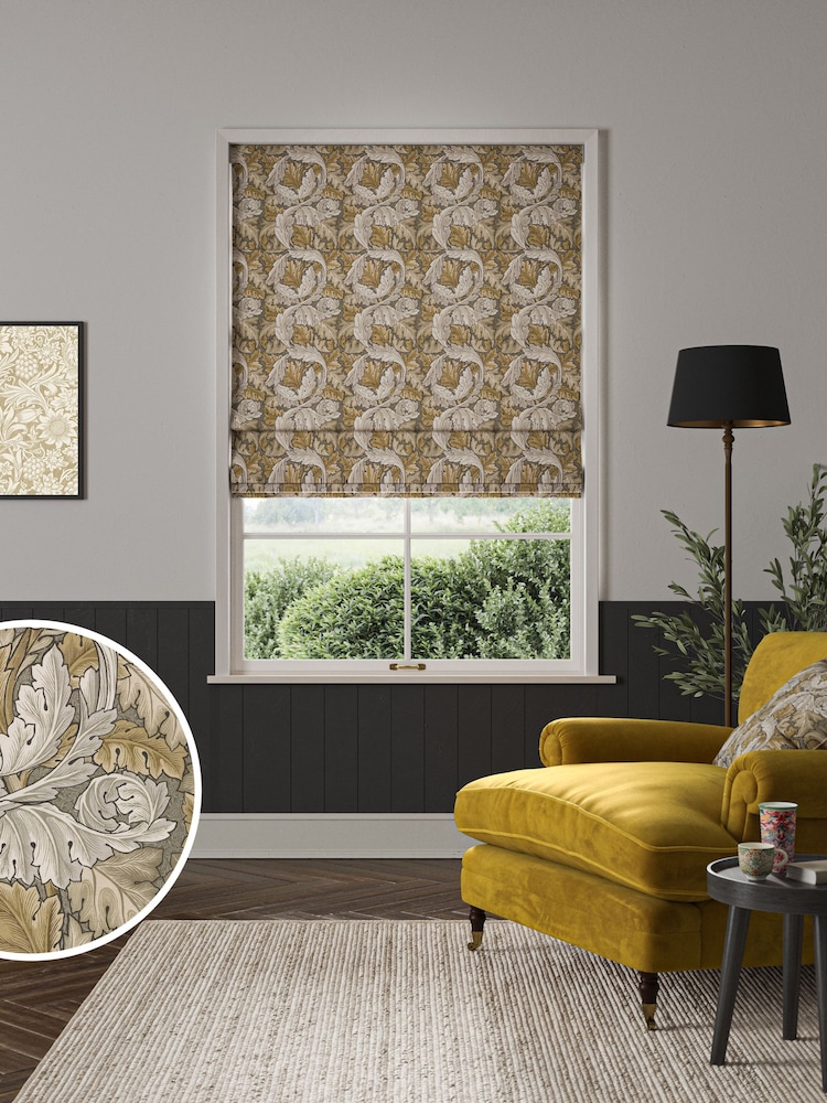 William Morris At Home Grey Acanthus Velvet Made to Measure Roman Blinds - Image 1 of 5